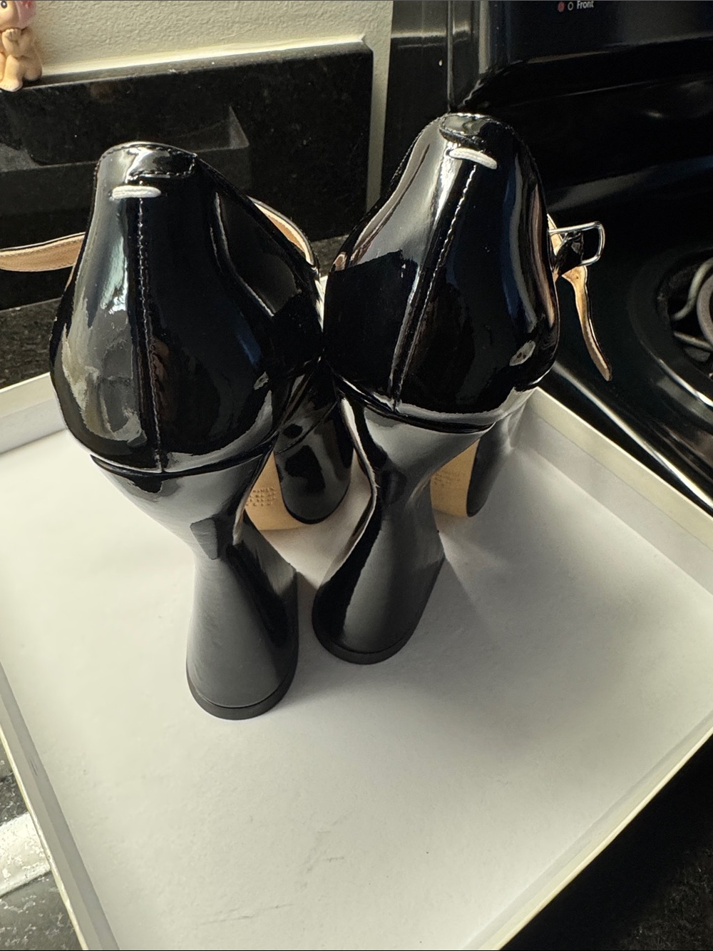 Maison  Margiela Black Patent Sculptural Heel Sandals